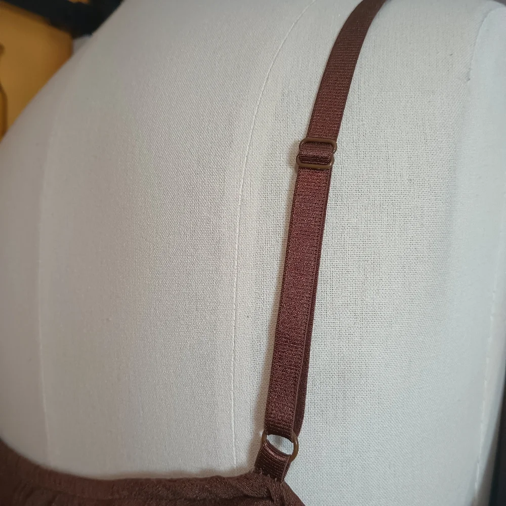 Rack 47 By Wrangler Brown Belted  Spaghetti Strap Ruffle Dress Size XL - Picture 15 of 16